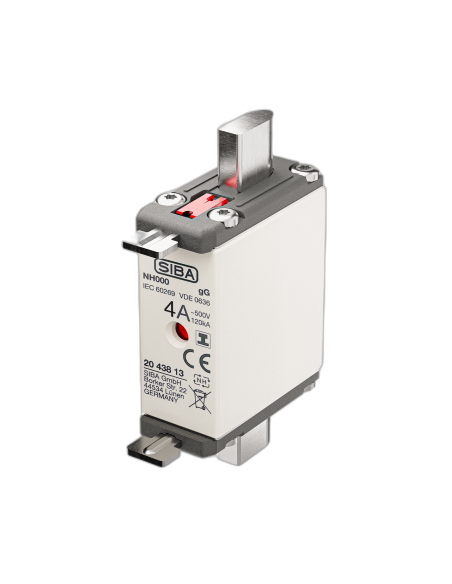 Fusibile NH000/NH00C gG 500V placche isol.doppio ind 4A