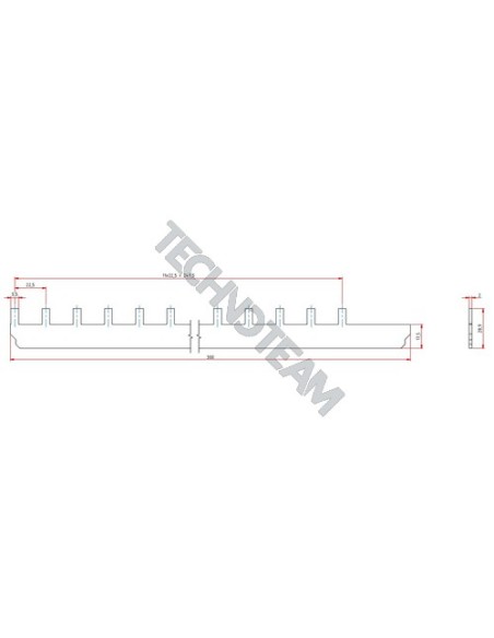 Barra 35mm2 non isol. da forare 1P 1500VDC 12x22,5mm