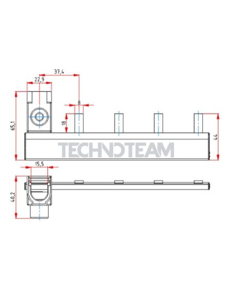 Busbar 30mm2 isolated+lateral feeder 1P 1500VDC 4x37,4mm