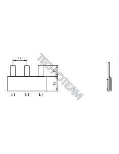 Busbar pin 1pole isolated distance 14mm