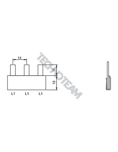 Busbar pin 1pole isolated distance 14mm