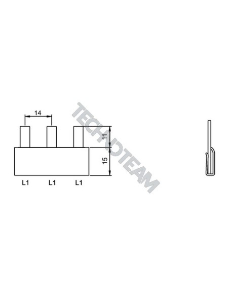 Barra pin 1polo isolata interasse 14mm