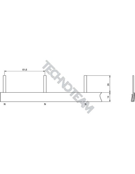 Barra pin 1polo isolata interasse 35,2mm