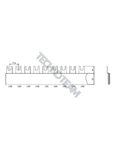 Barra forcella 1polo isolata interasse 17,8mm