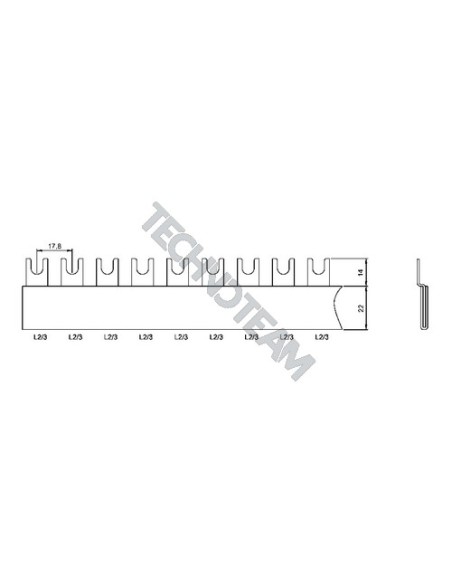 Busbar fork 1pole isolated distance 17,8mm