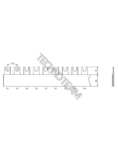 Barra forcella 1polo non isolata 17,8mm 3745