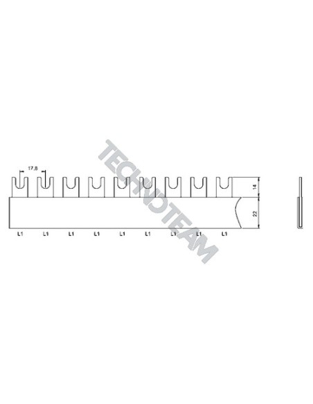 Busbar fork 1pole not isolated 17,8mm 3745