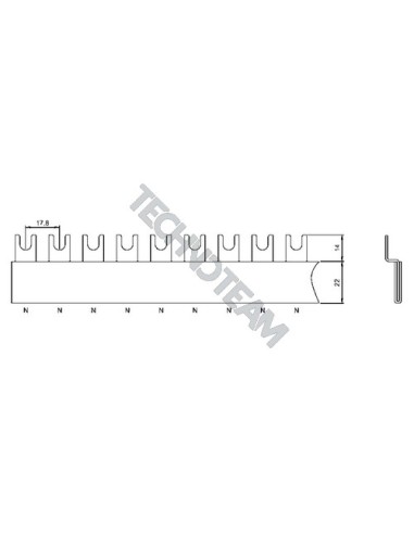 Barra forcella 1polo isolata interasse 17,8mm