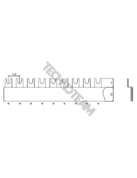 Busbar fork 1pole isolated distance 17,8mm