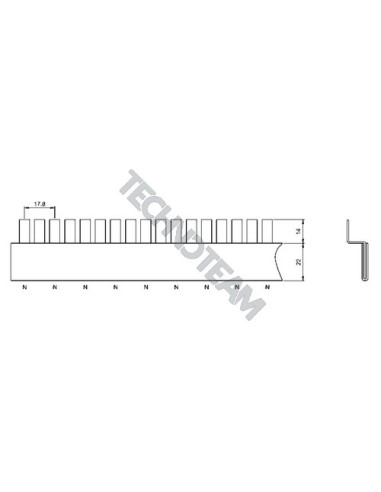 Busbar pin 1pole isolated distance 17,8mm