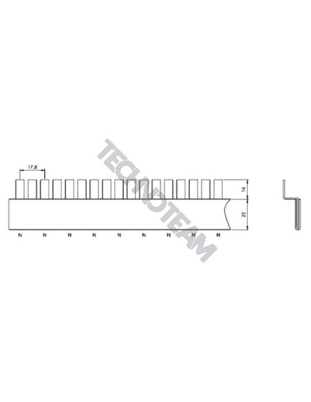 Busbar pin 1pole isolated distance 17,8mm