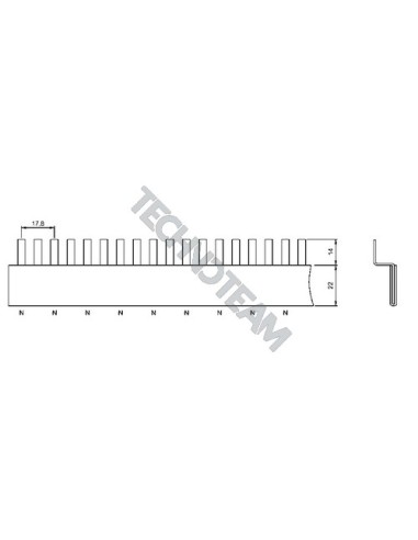 Barra pin 90° isolata 1P 16mm2 112x17,8mm