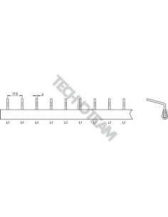 Busbar pin 1pole 75° isolated distance 17,8mm