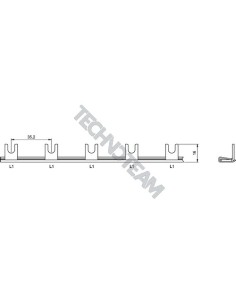 Busbar fork 1pole 90° isolated 35,6mm 3164/2TE
