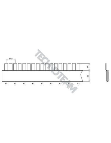 Busbar pin 1pole isolated distance 17,8mm