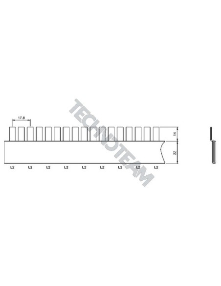 Busbar pin 1pole isolated distance 17,8mm