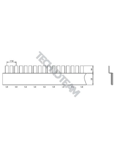 Barra pin 1polo isolata interasse 17,8mm L3