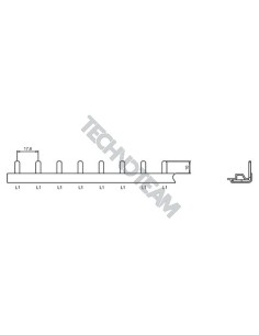 Barra isolata pin 1p 1000VDC 50mm2 20x17,8mm 90° UL+tappi