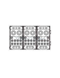 Blocco di distrib. 3poli IN:2x(380mm2) OUT:8x(85mm2) grigio