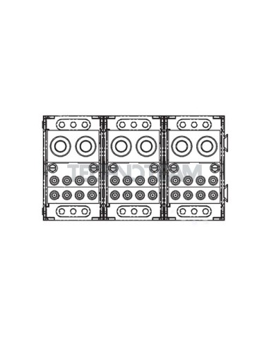 Blocco di distrib. 3poli IN:2x(380mm2) OUT:8x(85mm2) grigio