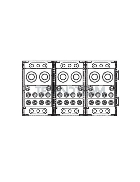Blocco di distrib. 3poli IN:2x(380mm2) OUT:8x(85mm2) grigio