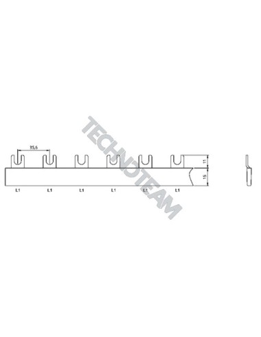 Barra forcella isolata 1P 16mm2 3x17,8mm