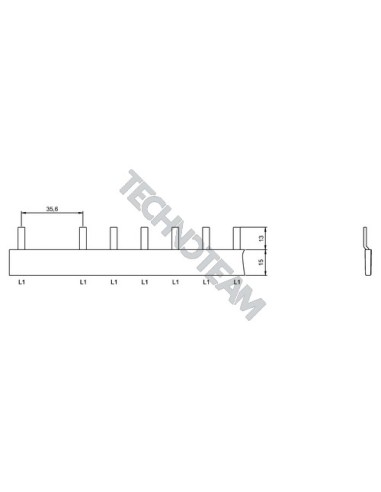 Busbar fork 1pole isolated 35,6mm ES S1FI2LS