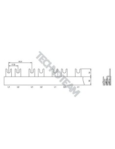 Busbar fork 2poles isolated 17,8mm/44,4mm 309