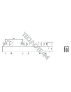 Barra forcella 2poli isolata 17,8mm/53,4mm 318