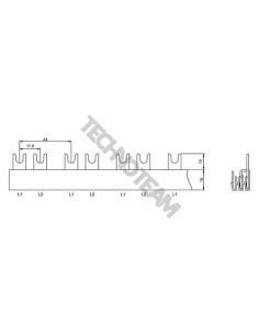 Busbar fork 2poles isolated 17,6mm/44mm 3653
