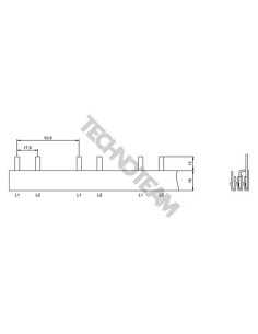 Barra pin 2poli isolata 17,6mm/52,8mm 3667