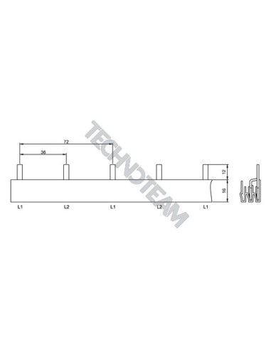 Barra isolata pin 2poli isolata 36mm/72mm 3913