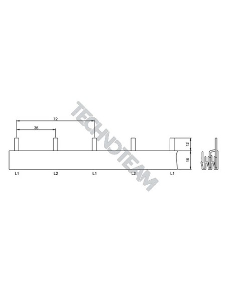 Barra isolata pin 2poli isolata 36mm/72mm 3914