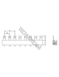 Busbar fork 2poles isolated 19,5mm/39mm 3925