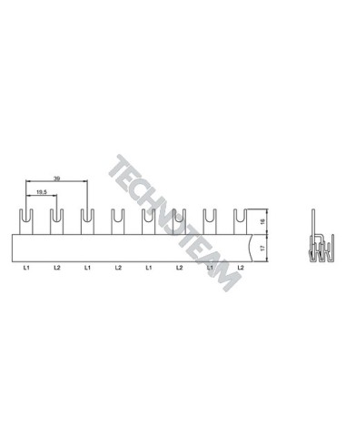 Barra forcella 2poli isolata 19,5mm/39mm 3925