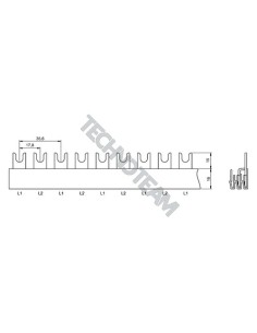 Barra forcella 2poli isolata 17,6mm/35,2mm 799