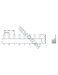 Busbar pin 2poles isolated 19,5mm/39mm 3925S