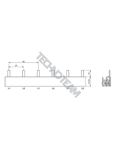 Busbar isolated pin 2poles isolated 35mm2 27mm/54mm N°38