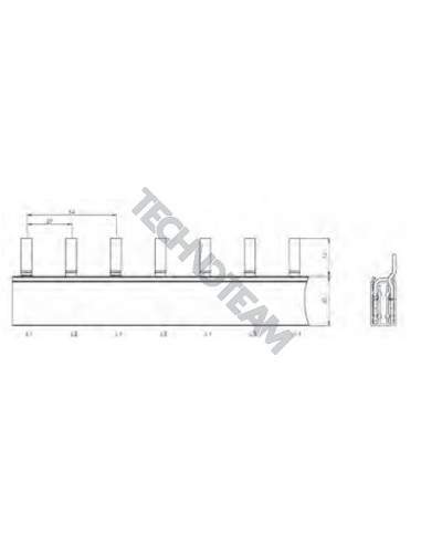 Busbar isolated pin 2P 30mm2 38x27mm