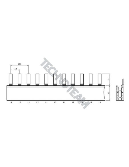 Barra isolata pin 2poli isolata 30mm2 17,8mm/35,6mm