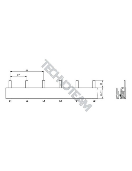 Barra isolata pin 2poli isolata 50mm2 27mm/54mm N°38