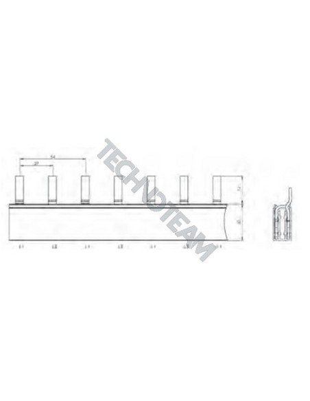 Busbar isolated pin 2P 50mm2 38x27mm