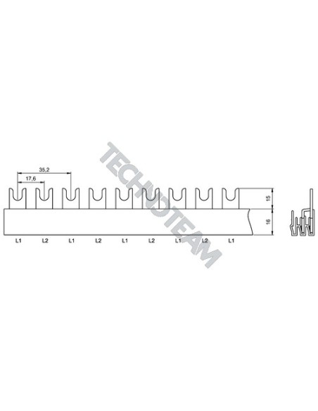 Barra forcella 2P 50mm2 56x17,8mm