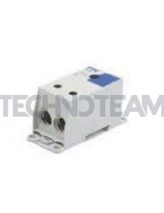 Blocco di distribuz.1polo IN:1x(25x10mm) OUT:2x(120mm2) blu