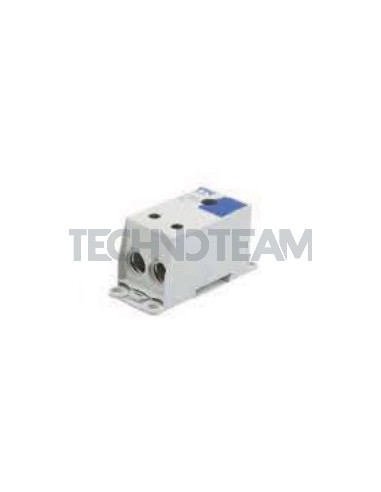 Blocco di distribuz.1polo IN:1x(25x10mm) OUT:2x(120mm2) blu