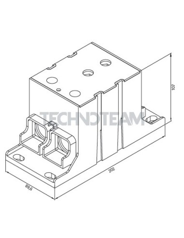 Blocco di distribuz.1polo IN:1x(500mm2) OUT:2x(300mm2) Cu