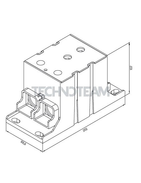 Blocco di distribuz.1polo IN:1x(500mm2) OUT:2x(300mm2) Al