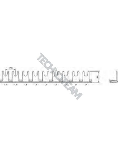 Barra forcella 1p 90° isolata 17,6mm 3052/4TE EK