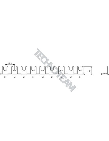 Busbar fork 90° isolated 1P 20mm2 56x17,8mm