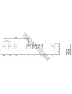 Busbar fork 3poles isolated 17,8mm/71,2mm 3192